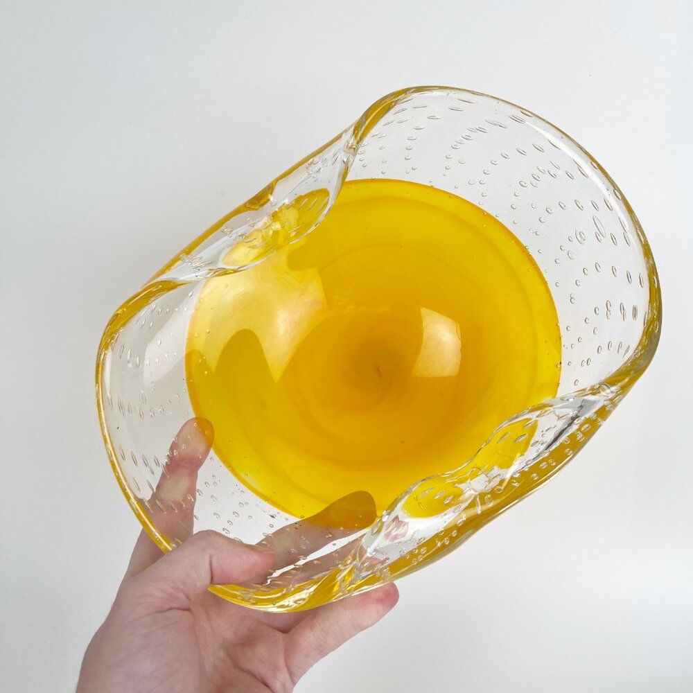 Vintage Murano Large Glass Art Dish Bowl Handmade Hand Blown Gift Present Rare - Picture 8 of 8